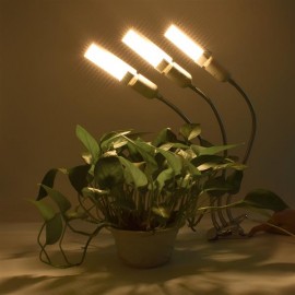 60W 5V Dimmable Three-head Flat Clip Corn Plant Light Full Spectrum Warm White 3000K 132LED Silver (Actual Power 20W)