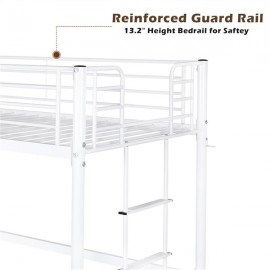Iron Single-storey Elevated Twin Bed White with Rubber Pad Ladder